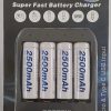 Beston 4PCS 2500mAh and Super Fast Battery Charger