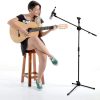 MS-150c Microphone Stand, Tripod Mic Stand Boom with Mic Clips, Height Adjustable, Light Weight, Black - Image 2