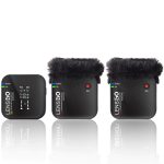 LENSGO 348C 2.4Ghz Wireless Lavalier Microphone 32GB TF Card Slot Compact Lav Mic 2 Transmitter and 1 Receiver Wireless Lapel Microphone for iPhone Smartphone Camera Vlog YouTube Interview Streaming