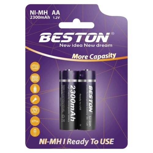 Beston 2PCS AA Rechargeable Battery 2300mAh