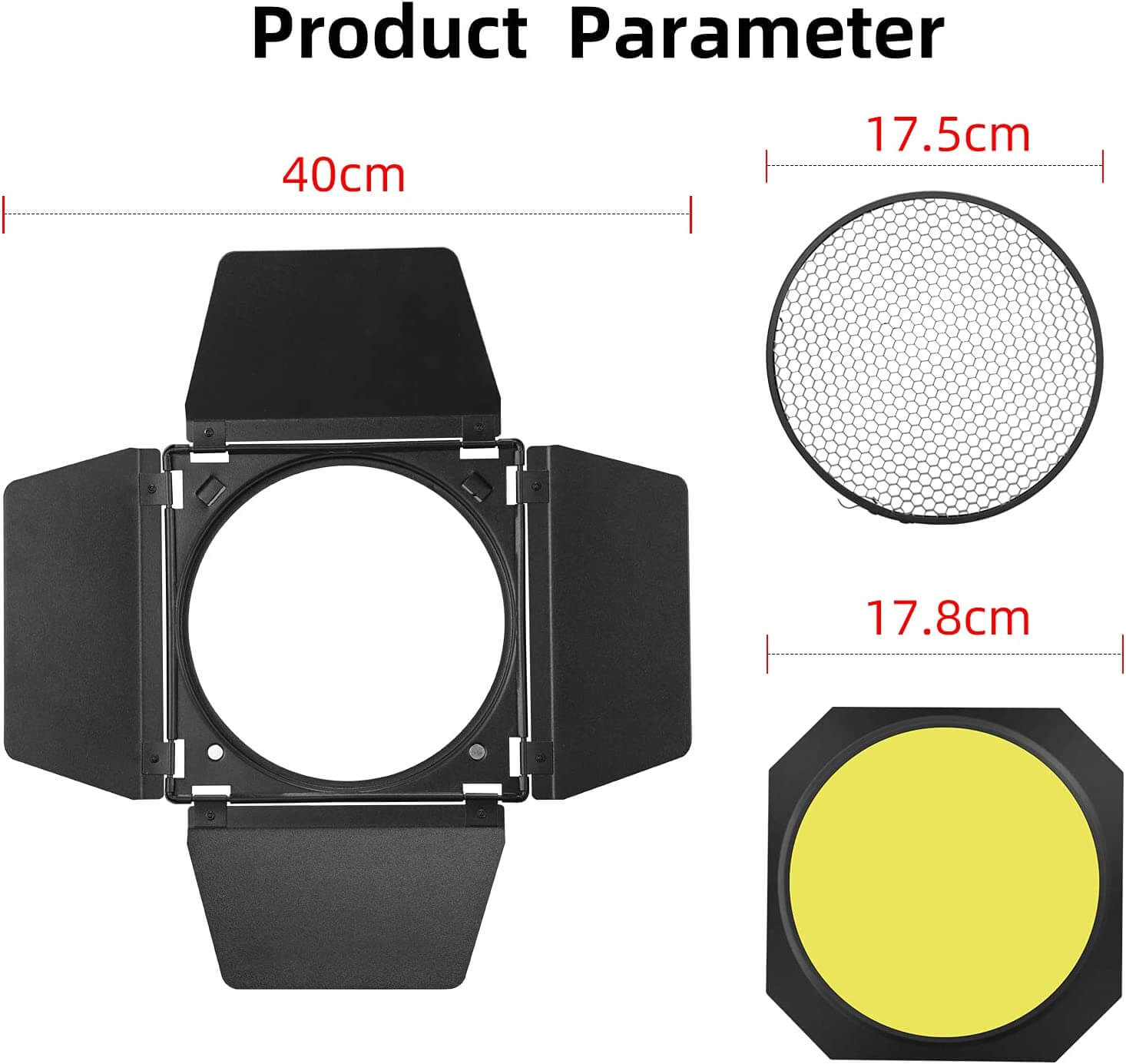 GODOX BD-07II Barn Door Kit With Honeycomb Grid & Color Gels For AD200Pro Flash