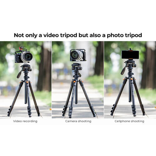 K&F Concept KF09.115V1 Lightweight Video Travel O234AO+BV01 Tripod with Smartphone Clamp - Image 6
