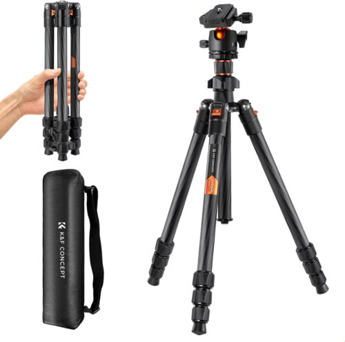 K&F Carbon Fiber 4-Section KF09.123 Tripod Load Capacity 8kg O254C2+BH-36