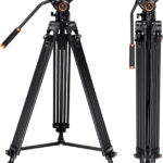 K&F Concept 72″/1.8m Heavy-Duty Aluminum Video Tripod with Fluid Head VA3+BV30 – KF09.121 Load Capacity 8kg