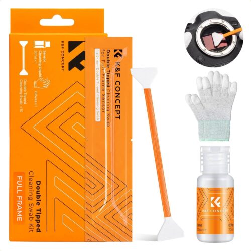 K&F Concept 10Pcs with Double-Headed + 20ml Cleaning Solution + Gloves 24mm Full Frame Cleaning Sticks Set (SKU.1961)