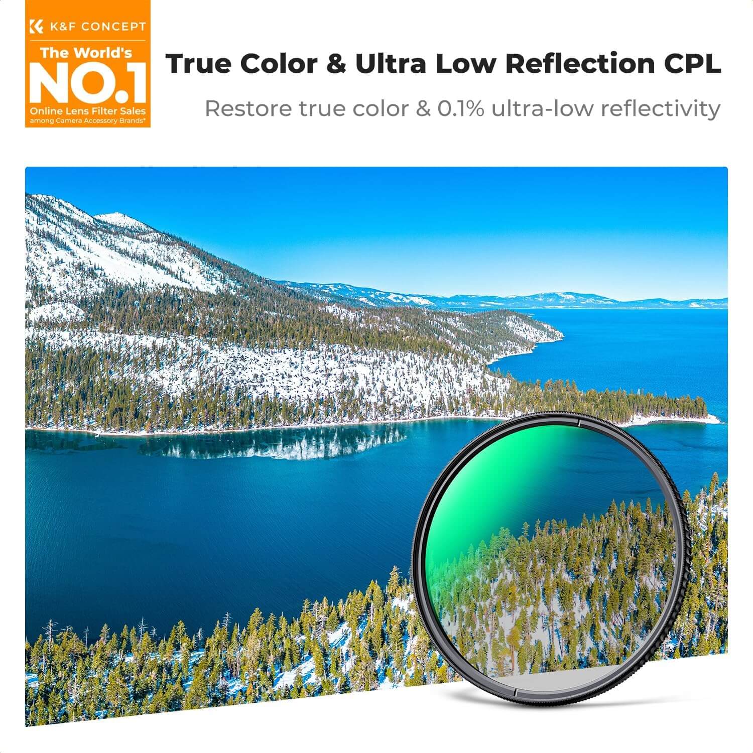 K&F Concept Nano-Xcel Series True Color Ultra-Low Reflectivity CPL Filter - Image 2