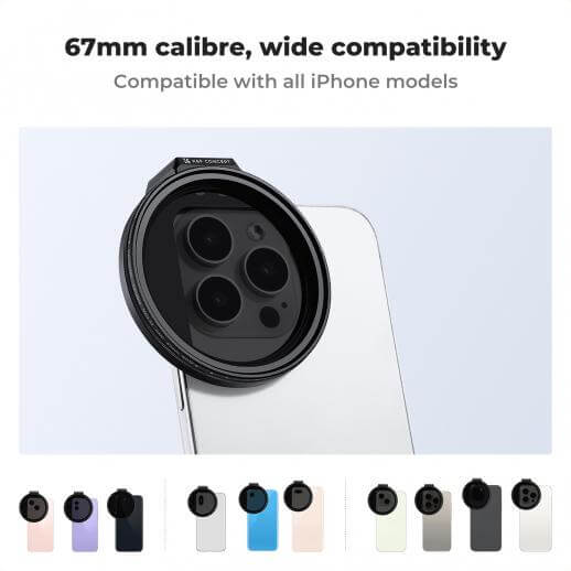 K&F Concept Magnetic Phone Filter Kit with 67mm ND2-32 Variable Filter – Mobile Photography Accessory (KF01.2674) - Image 6