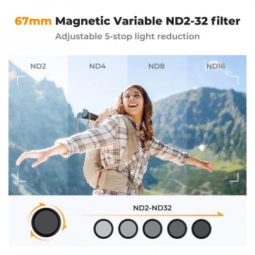 K&F Concept Magnetic Phone Filter Kit with 67mm ND2-32 Variable Filter – Mobile Photography Accessory (KF01.2674) - Image 2