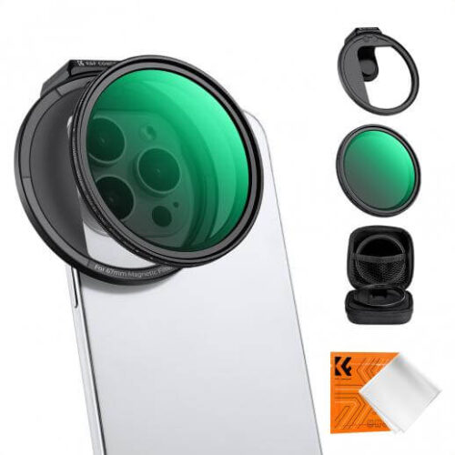 K&F Concept Magnetic Phone Filter Kit with 67mm ND2-32 Variable Filter – Mobile Photography Accessory (KF01.2674)