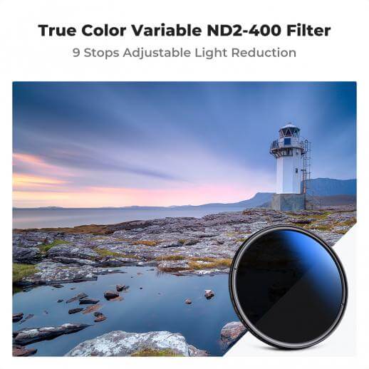 K&F Concept True Color Variable ND2-400 (1-9 Stops) ND Lens Filter Adjustable Neutral Density Filter with 18 Multi-Layer Coatings for Camera Lens C Series - Image 2