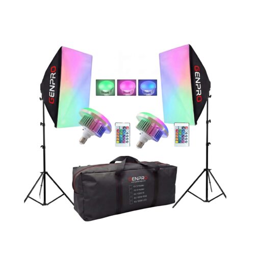GENPRO L150 Softbox Lighting Kit RGB LED with Remote – 2 Sets