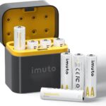 imuto TF-CD-009LDC Rechargeable AA Batteries with Charger, 3600mWh AA Lithium Batteries 8 Pack, 1.5V – 8-Slot Storage Charging Case