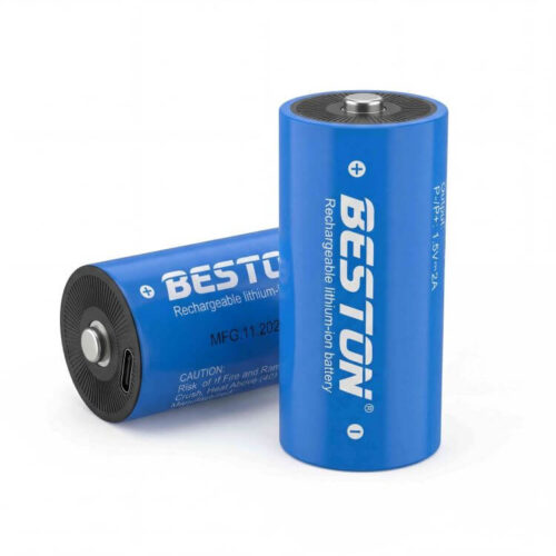 BESTON D Size 7200mWh Rechargeable Lithium-Ion Battery with Type-C Port – 2 Pack
