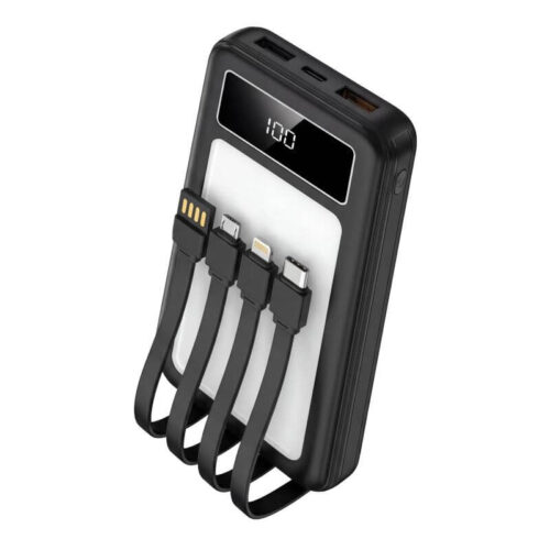 Herigo HR-015 Power Bank 20000mAh – 22.5W Fast Charging with LED Outdoor Lamp & 4 Built-in Cables