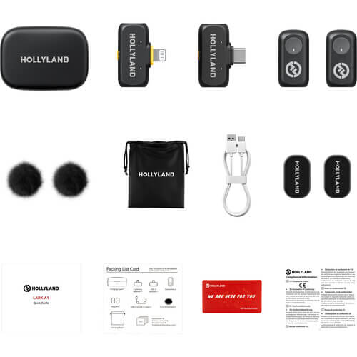 Hollyland LARK A1 Combo 2-Person Wireless Microphone System with USB-C & Lightning (2.4 GHz) - Image 2