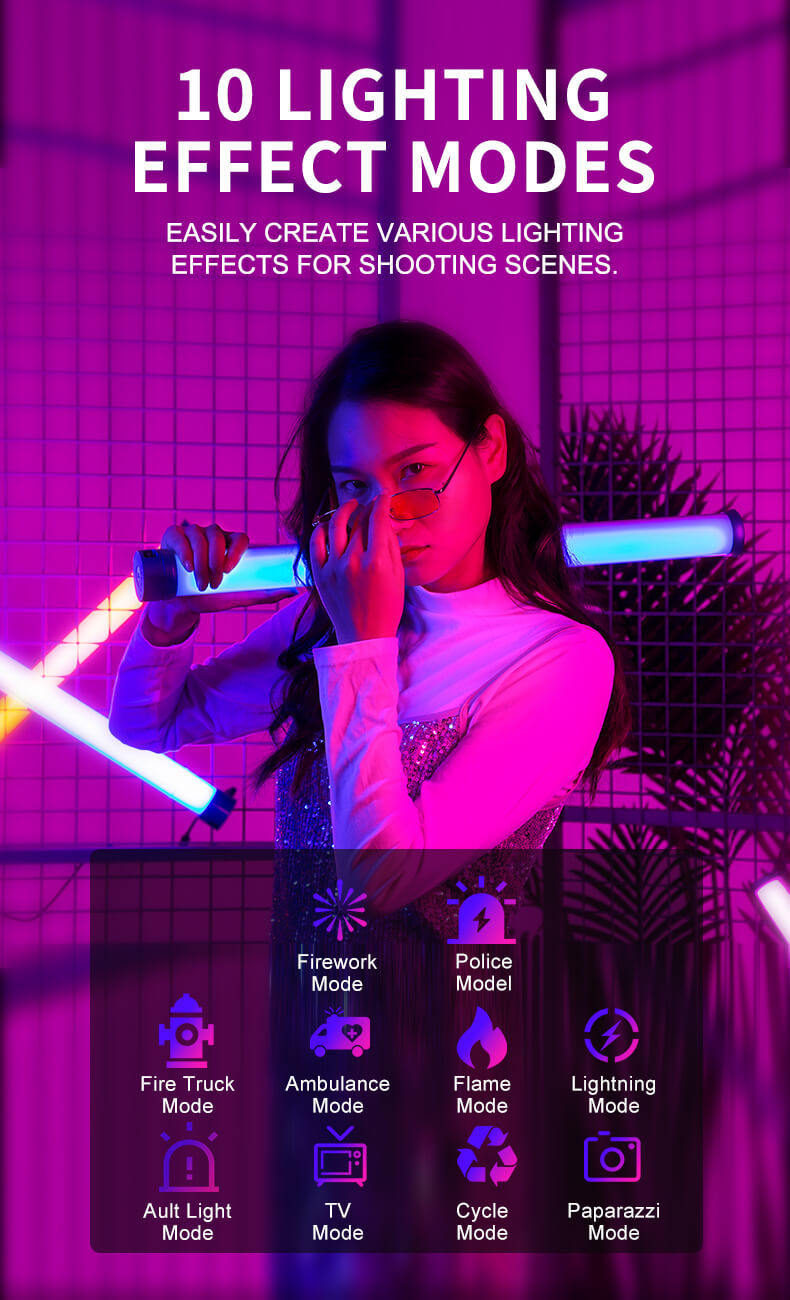 Sutefoto TW15 RGB Tube Light – 15W RGB Tube Light with Barndoors & 5000mAh Battery - Image 4
