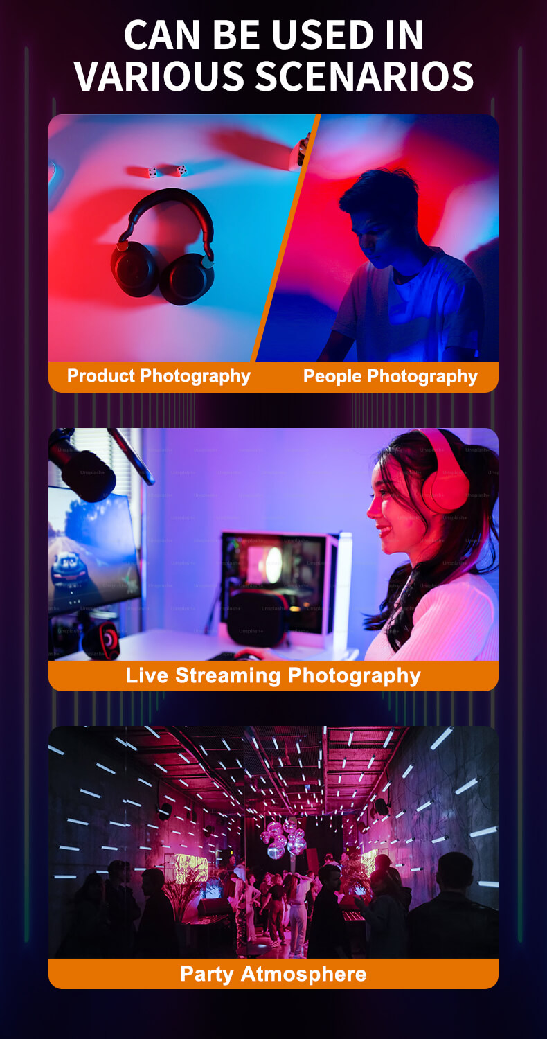 Sutefoto TW15 RGB Tube Light – 15W RGB Tube Light with Barndoors & 5000mAh Battery - Image 6